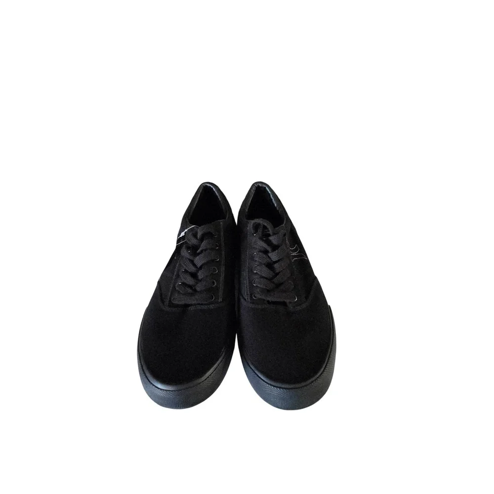 Hurley Mens‎ Low Top Canvas Sneakers Triple Black Skater Shoes Round Toe